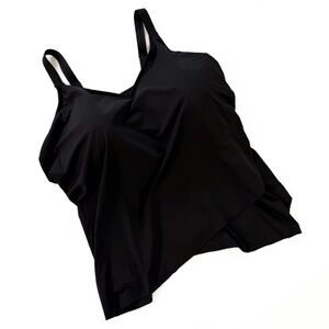 Lands End Swimsuit Tankini Top Womens 2X 20w 22w Black New